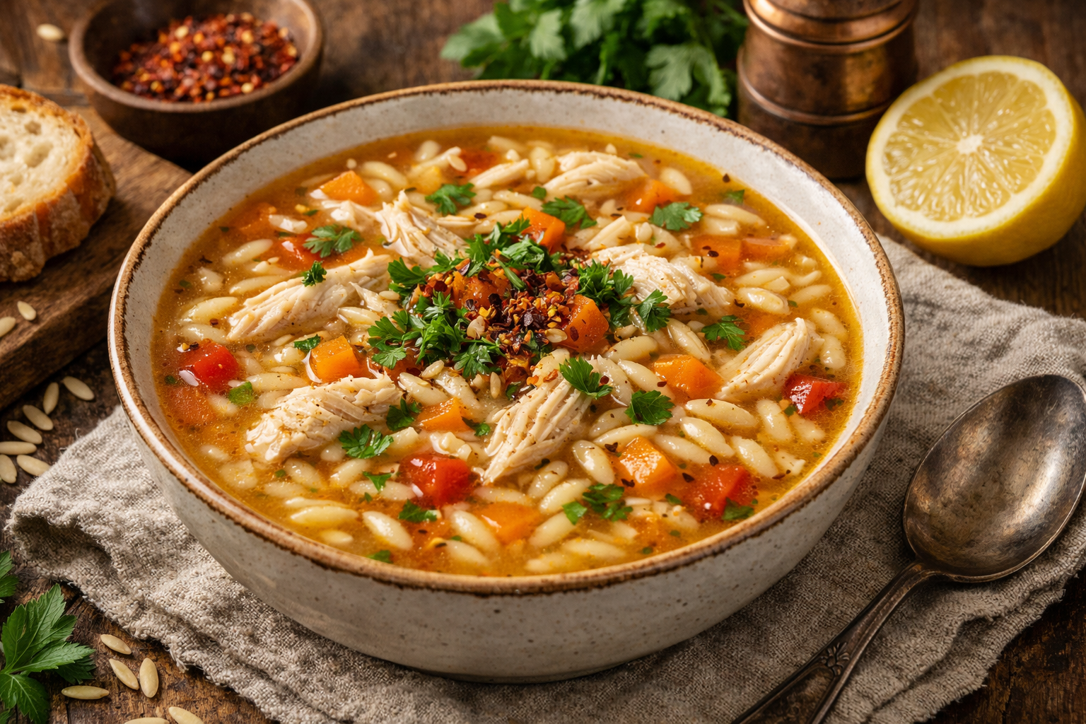 Tam tadında nefis Tavuklu Arpa Şehriyeli Çorba tarifi